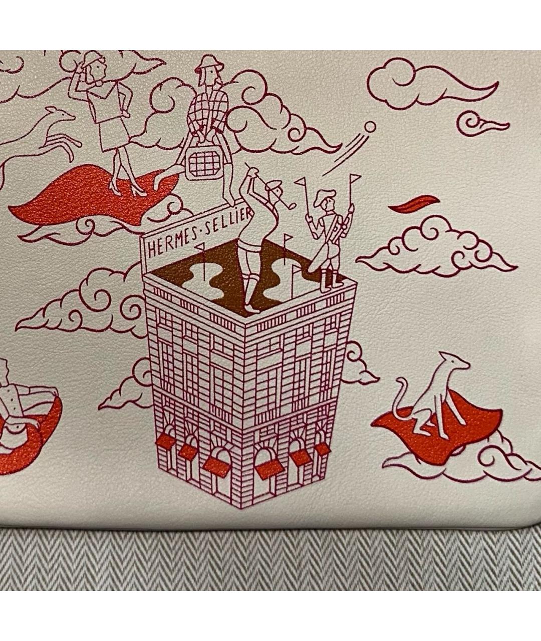 HERMES Белая кожаная косметичка, фото 8