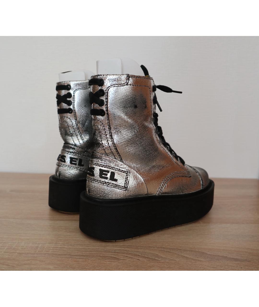 DIESEL Серебряные кожаные ботинки, фото 9