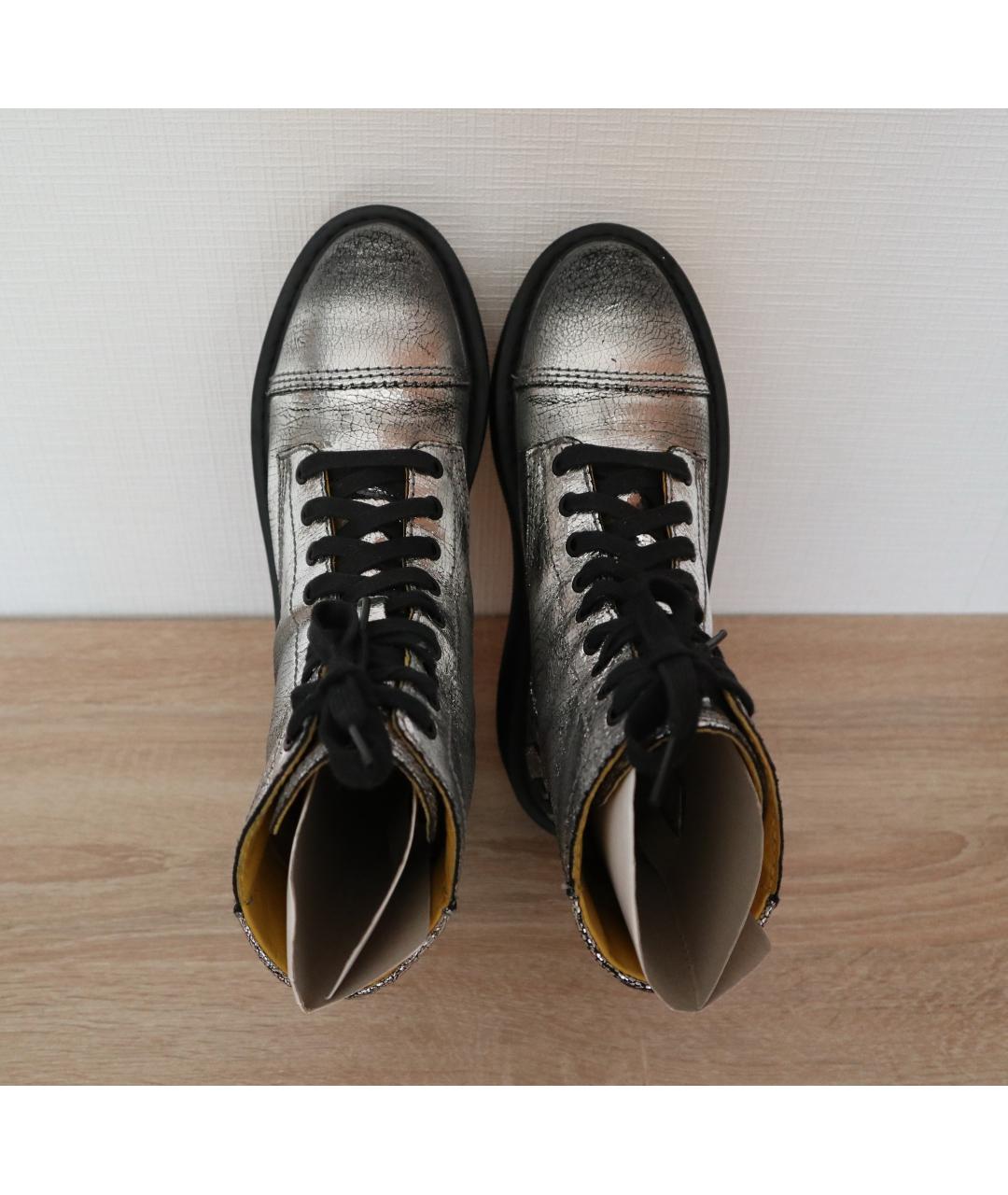 DIESEL Серебряные кожаные ботинки, фото 3