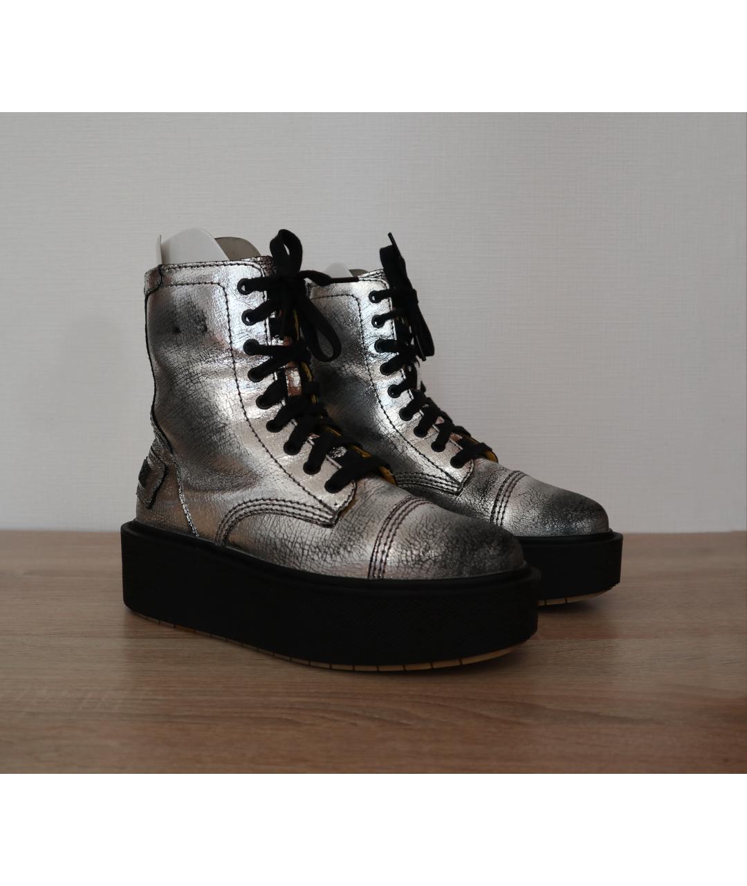 DIESEL Серебряные кожаные ботинки, фото 10