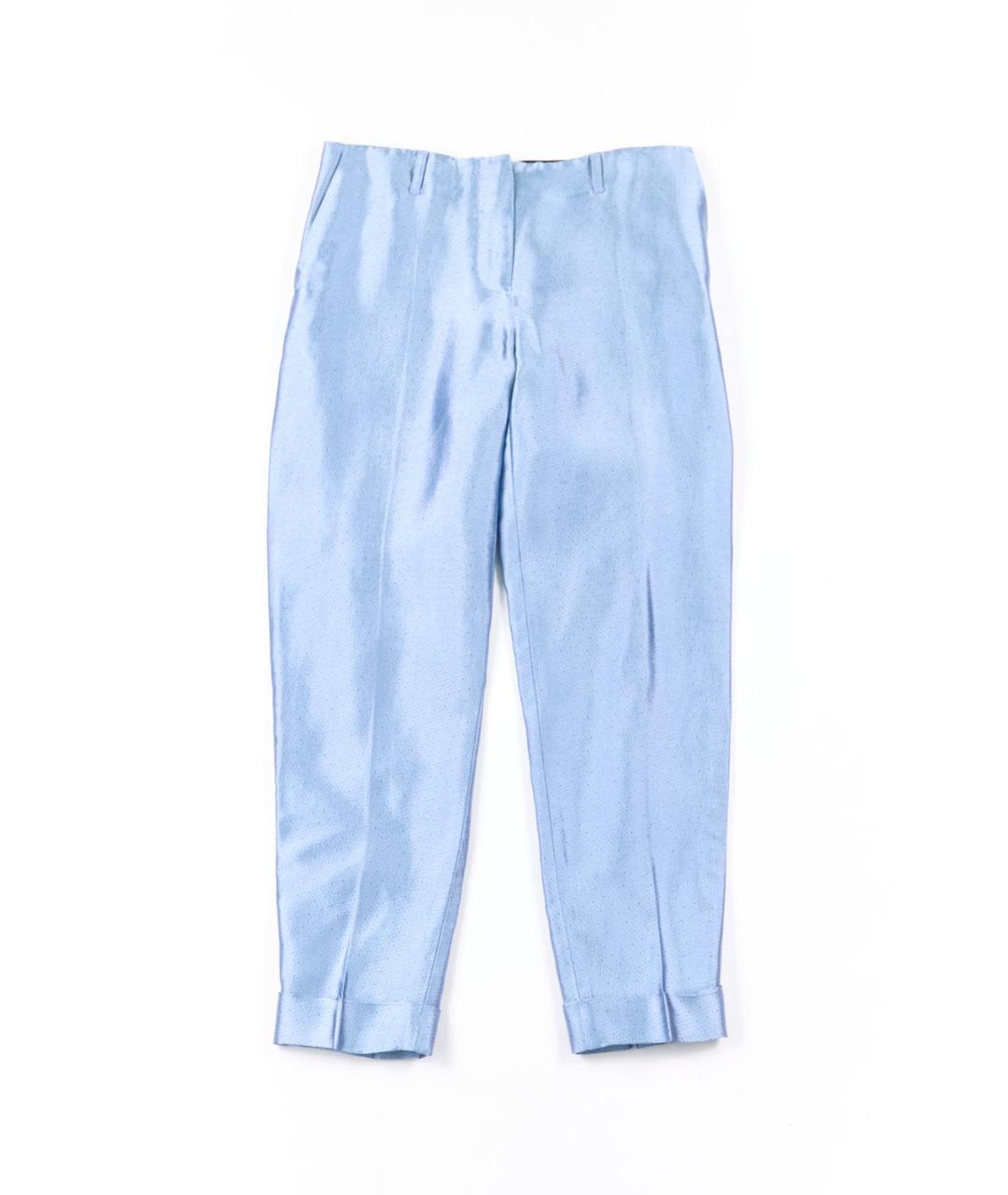 HAIDER ACKERMANN Голубые шелковые прямые брюки, фото 1