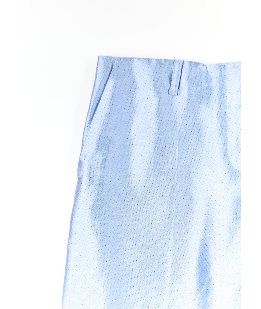 HAIDER ACKERMANN Голубые шелковые прямые брюки, фото 4