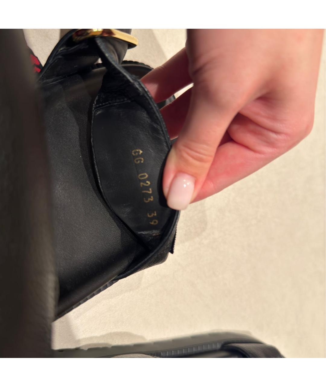 LOUIS VUITTON Черные кожаные сандалии, фото 6