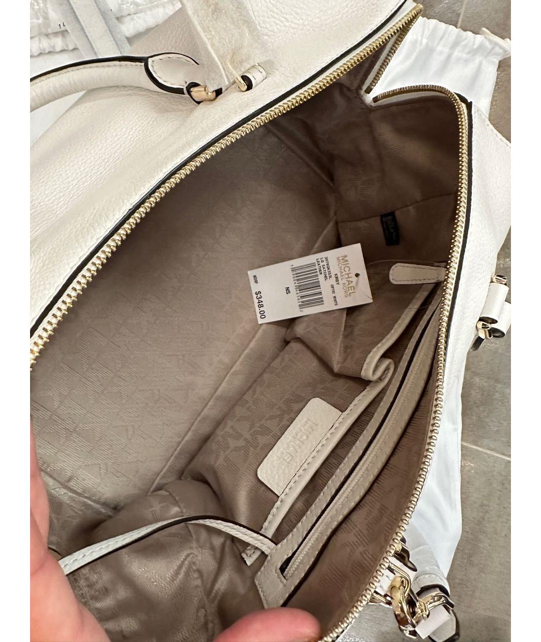MICHAEL KORS Белая кожаная сумка с короткими ручками, фото 5