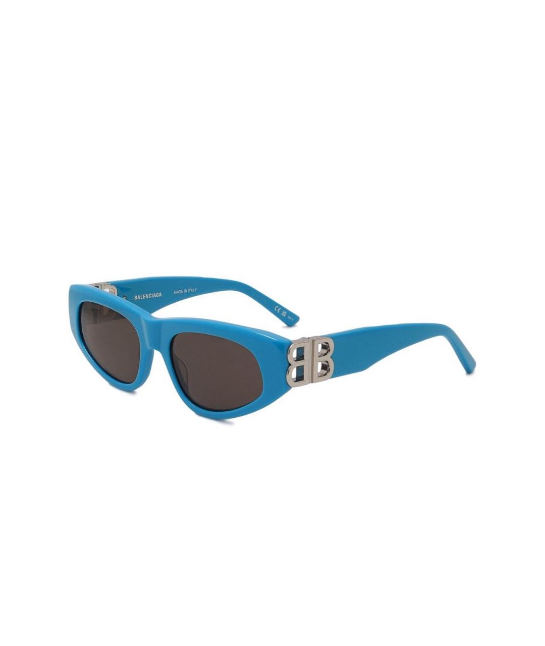 BALENCIAGA Голубые пластиковые солнцезащитные очки, фото 4