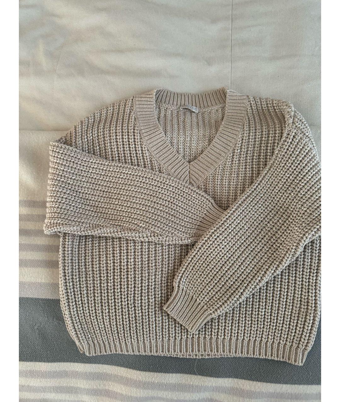 BRUNELLO CUCINELLI Бежевый хлопковый джемпер / свитер, фото 6