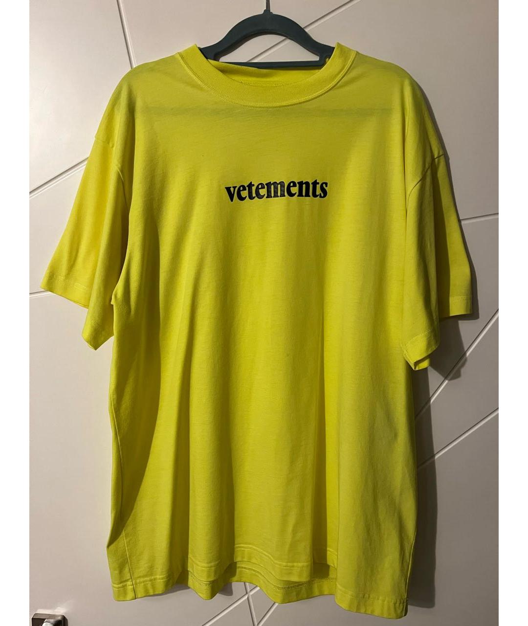 VETEMENTS Желтая хлопковая футболка, фото 6