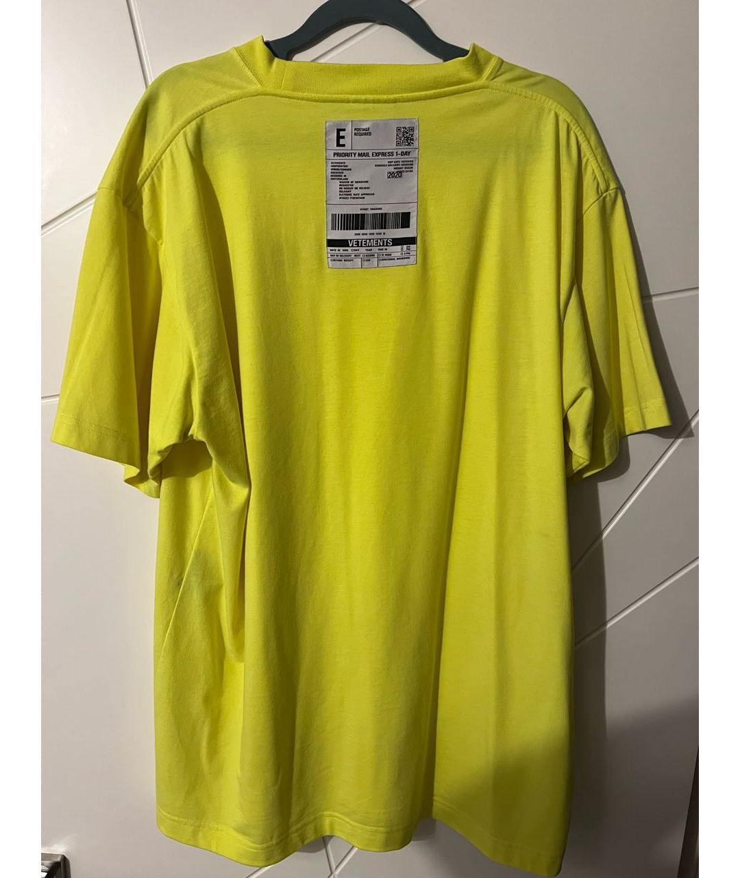 VETEMENTS Желтая хлопковая футболка, фото 2