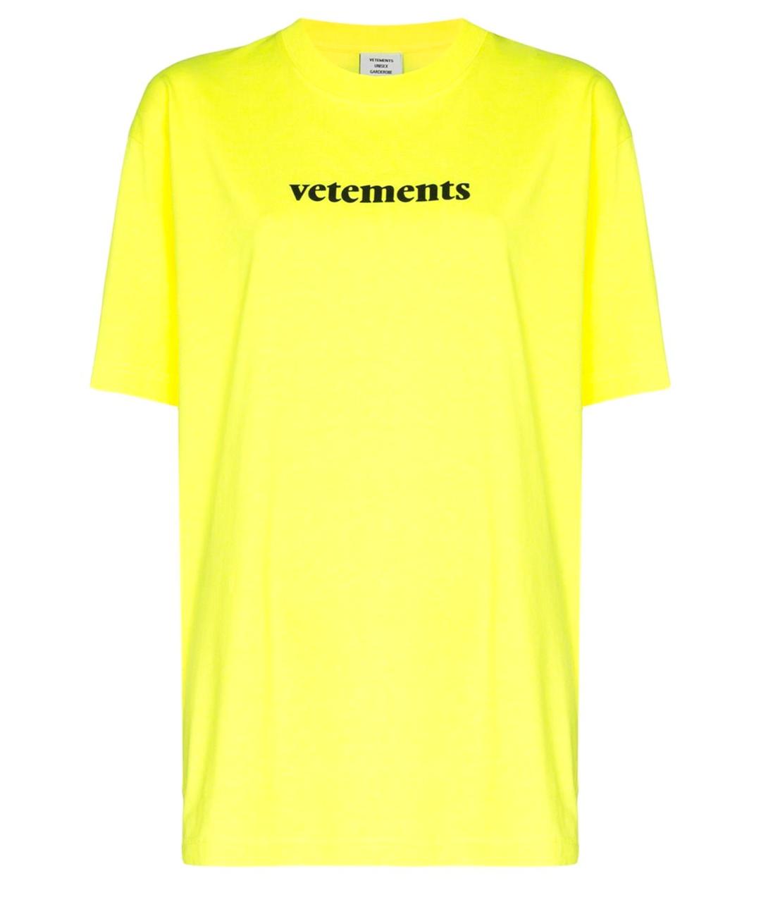 VETEMENTS Желтая хлопковая футболка, фото 1