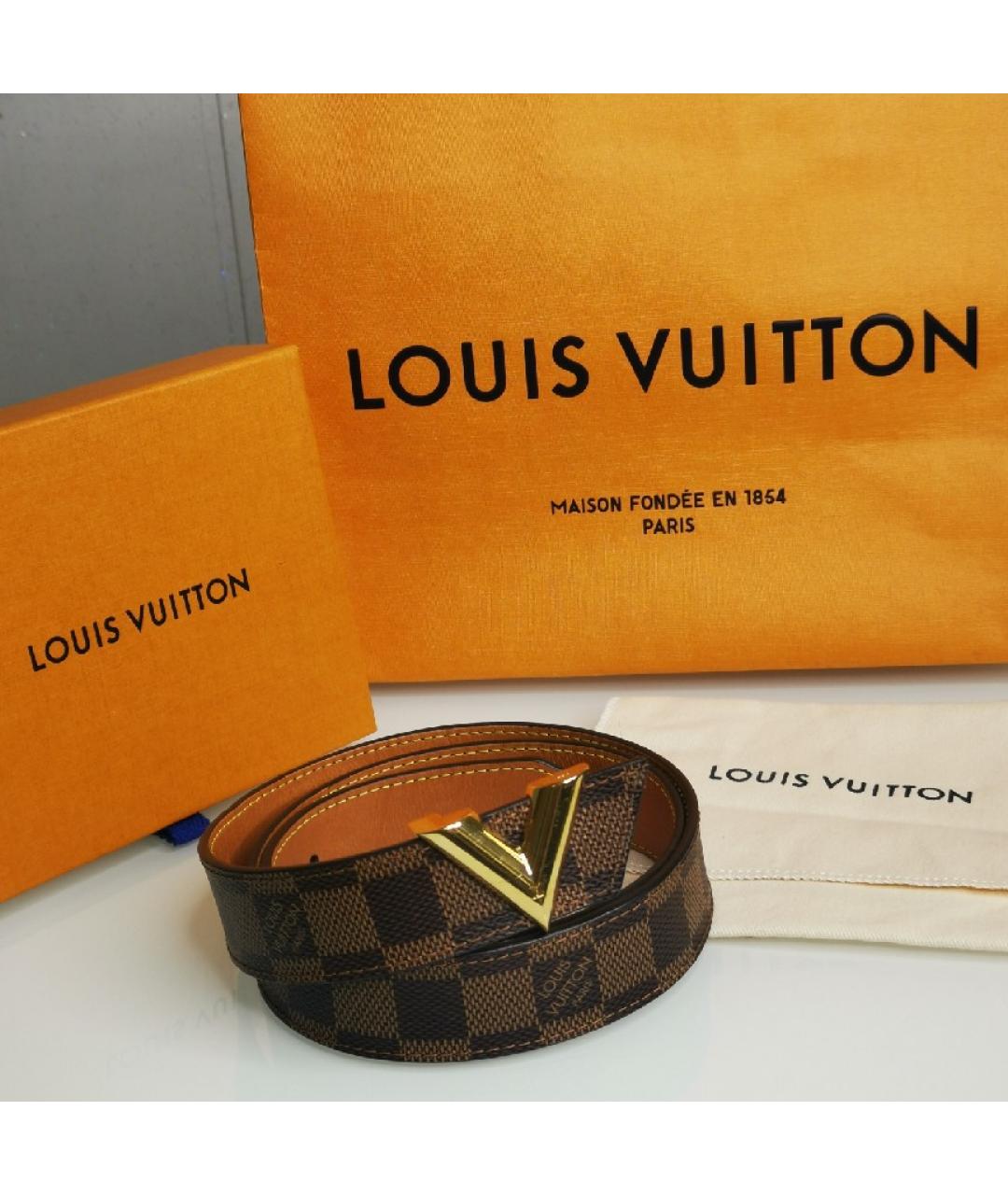 LOUIS VUITTON Коричневый кожаный ремень, фото 7