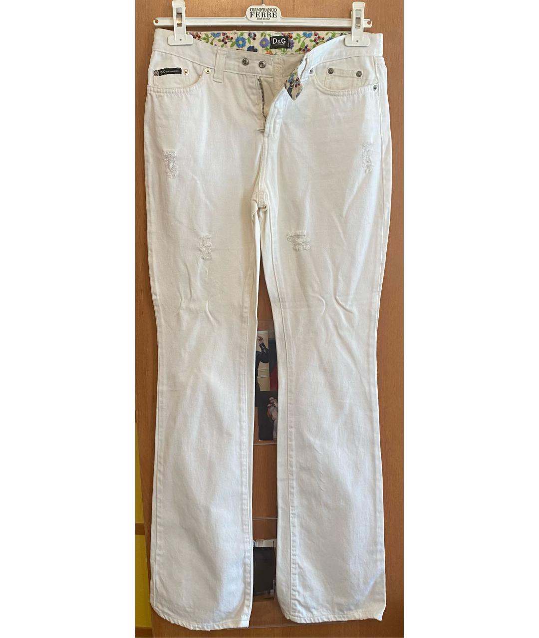 DOLCE&GABBANA Белые хлопковые прямые джинсы, фото 6