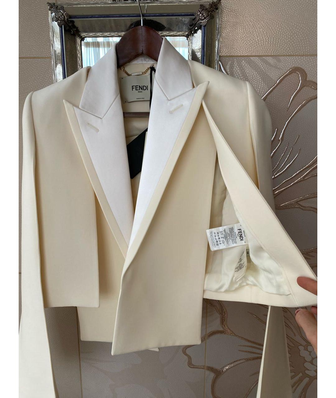 FENDI Белый шерстяной жакет/пиджак, фото 3