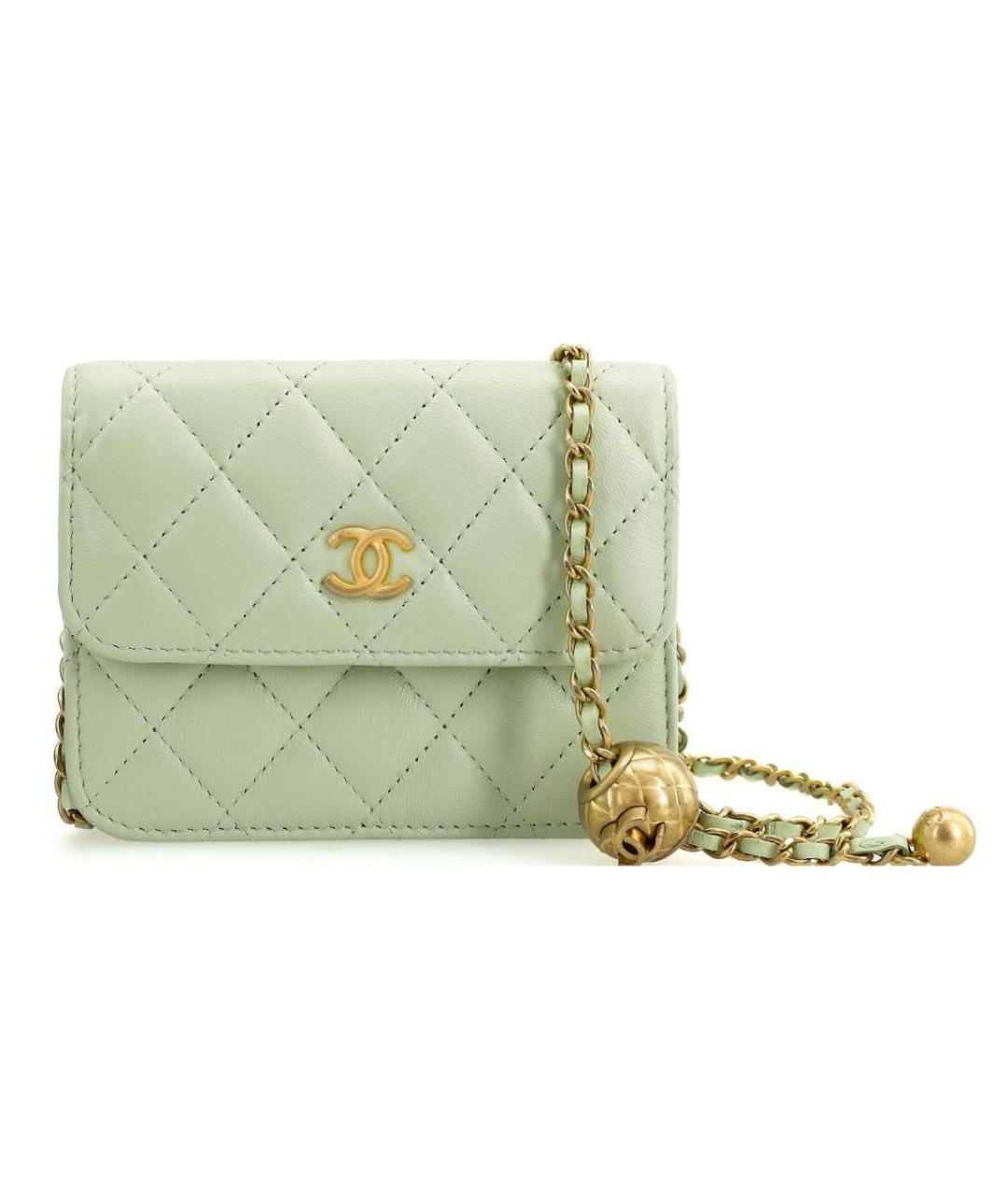 CHANEL Салатовая кожаная сумка через плечо, фото 2