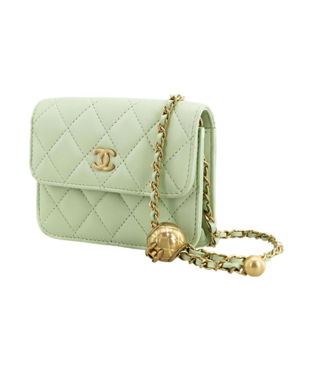 CHANEL Салатовая кожаная сумка через плечо, фото 3