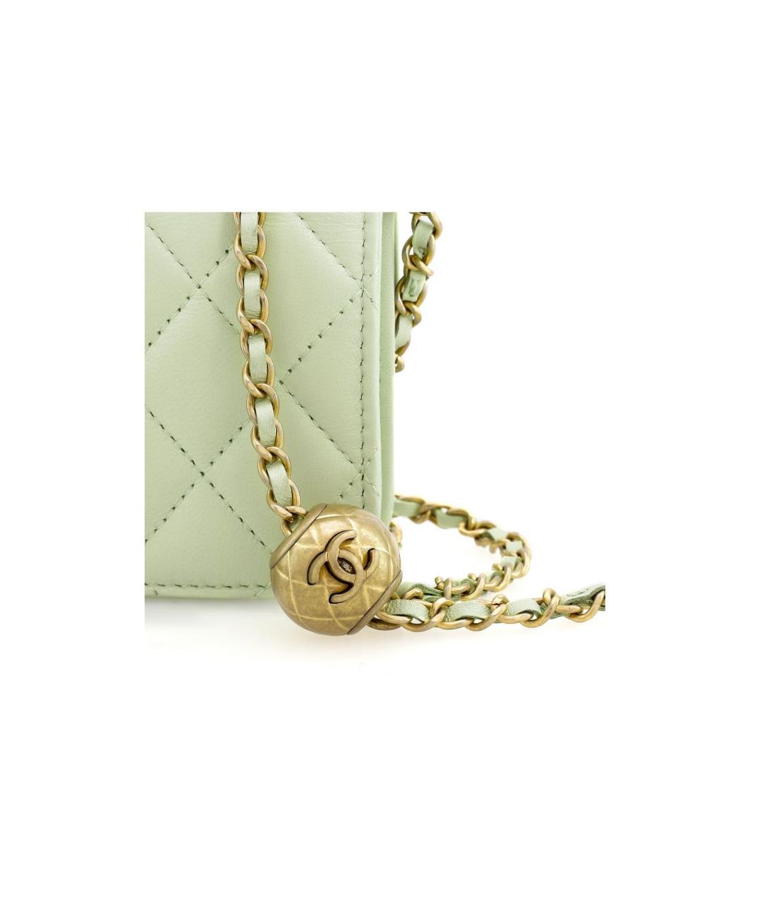 CHANEL Салатовая кожаная сумка через плечо, фото 5