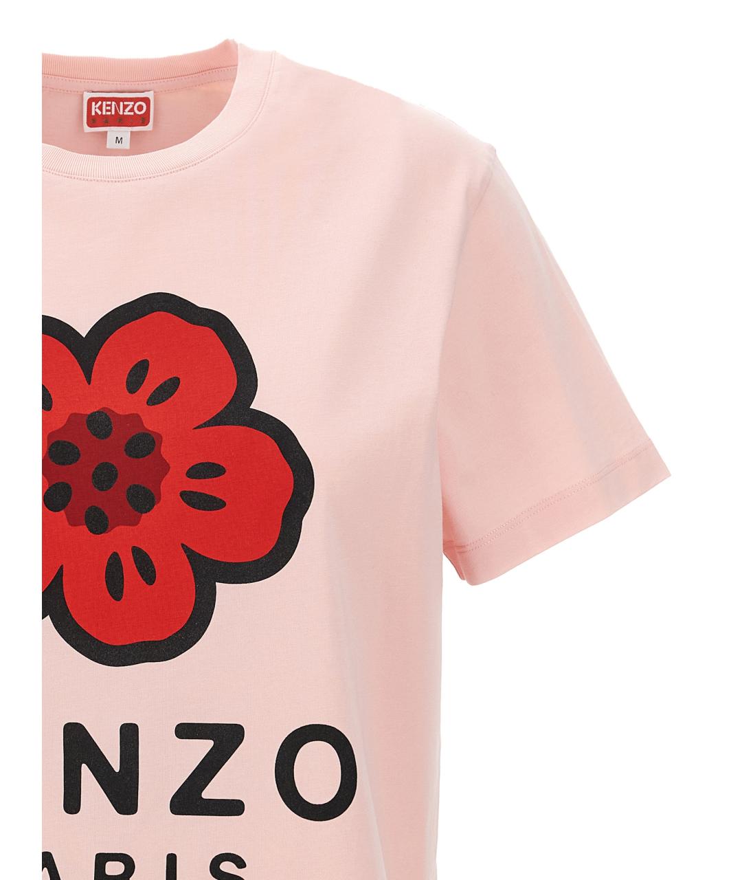 KENZO Розовая хлопковая футболка, фото 3