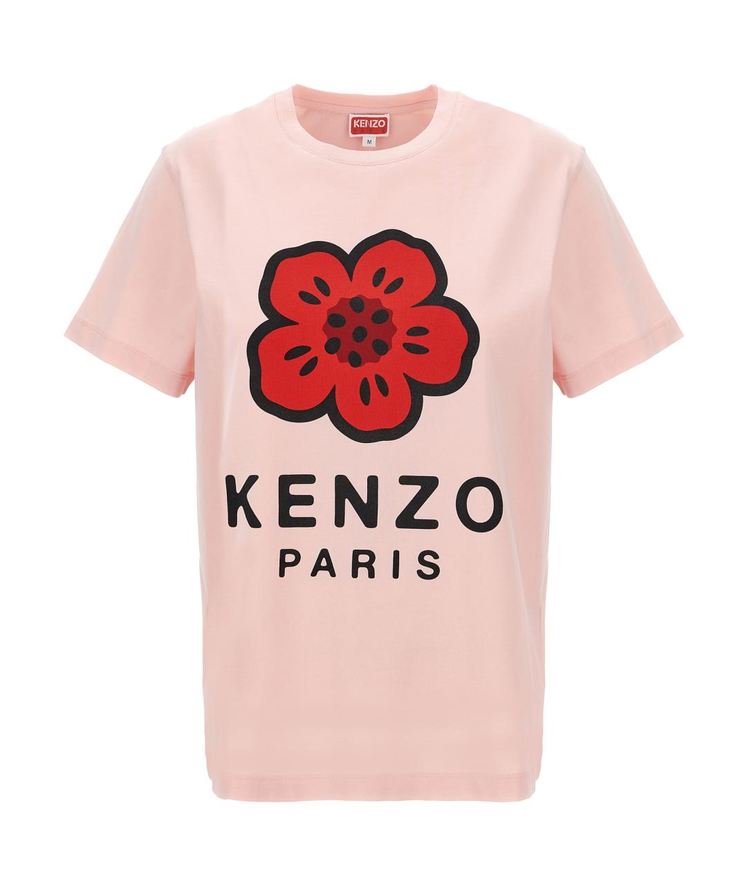 KENZO Розовая хлопковая футболка, фото 1