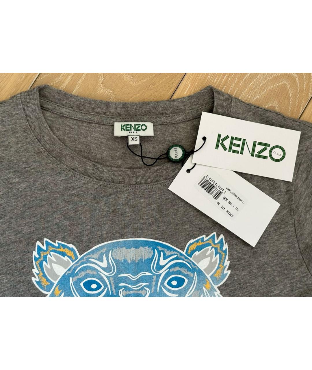 KENZO Серая хлопковая футболка, фото 2