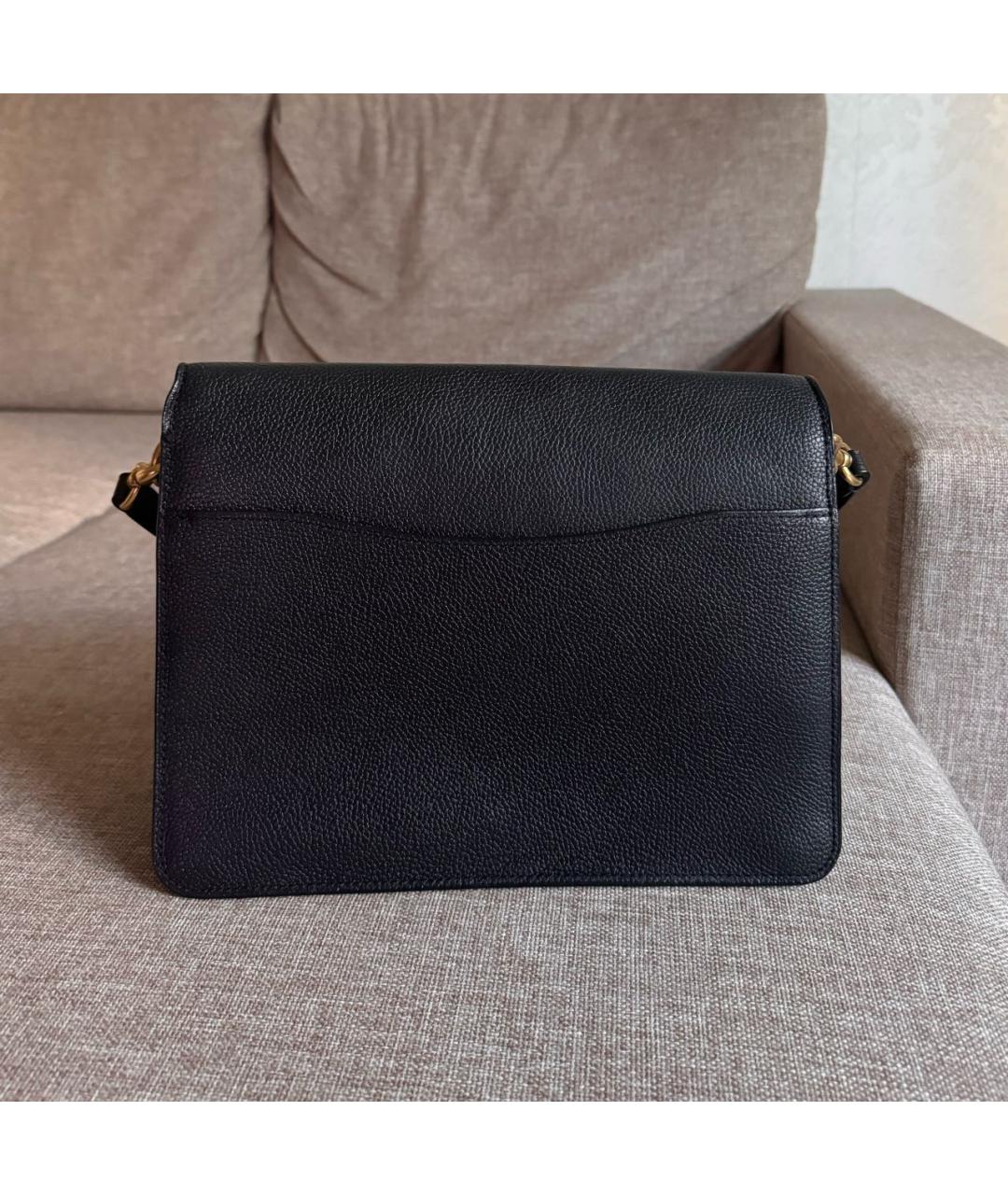 COACH Черная кожаная сумка с короткими ручками, фото 3