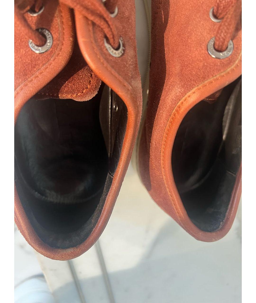 LANVIN Оранжевое замшевые низкие кроссовки / кеды, фото 6