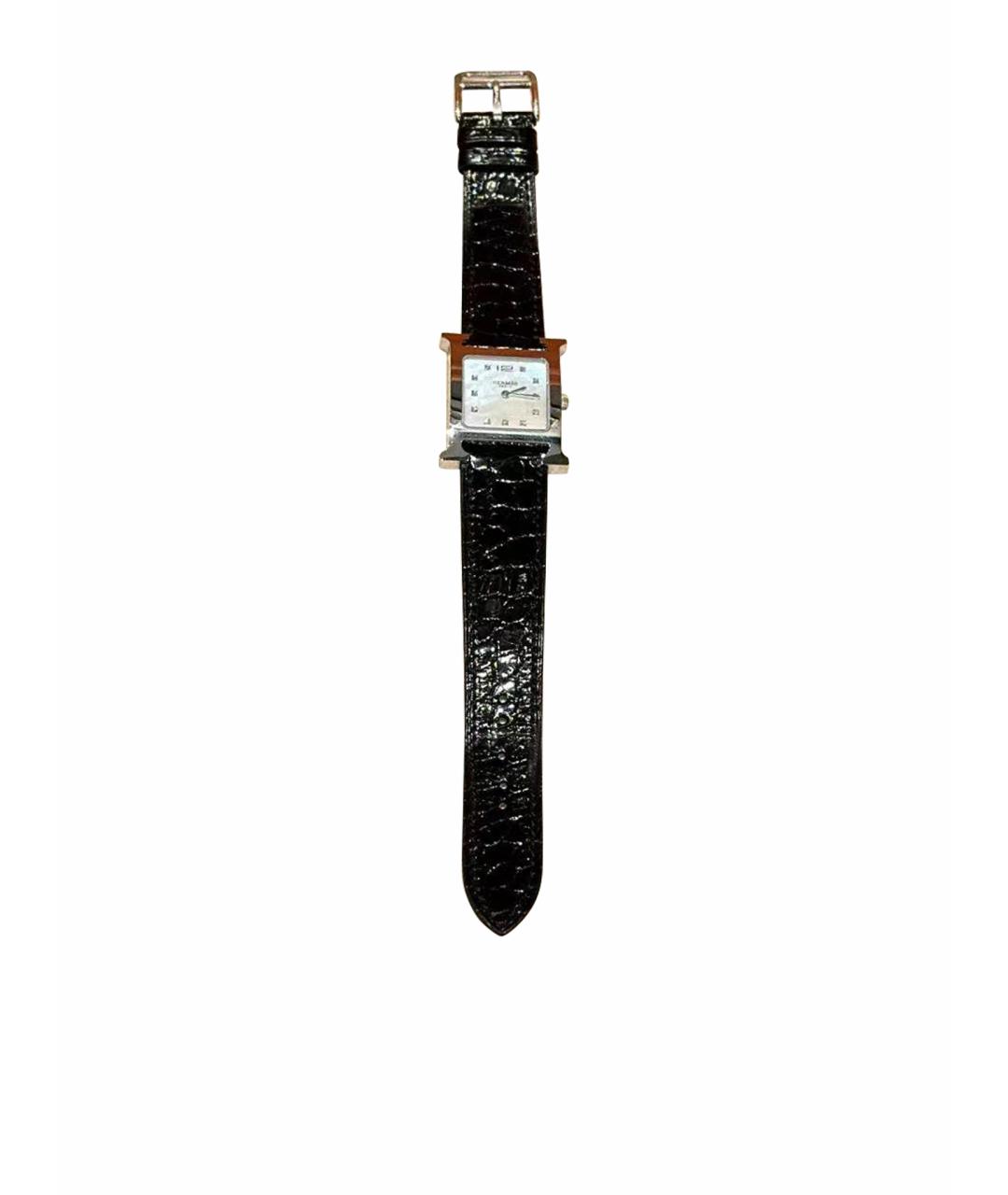 HERMES Черные серебряные часы, фото 1