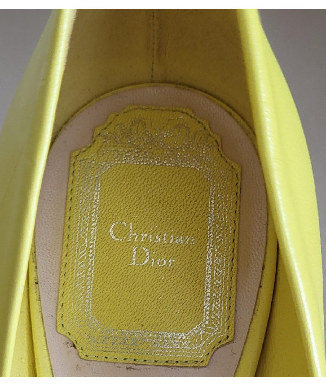 CHRISTIAN DIOR Желтые кожаные туфли, фото 6