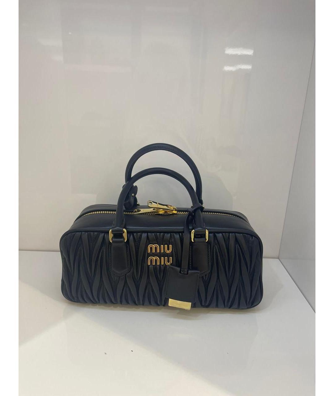MIU MIU Черная кожаная сумка с короткими ручками, фото 2