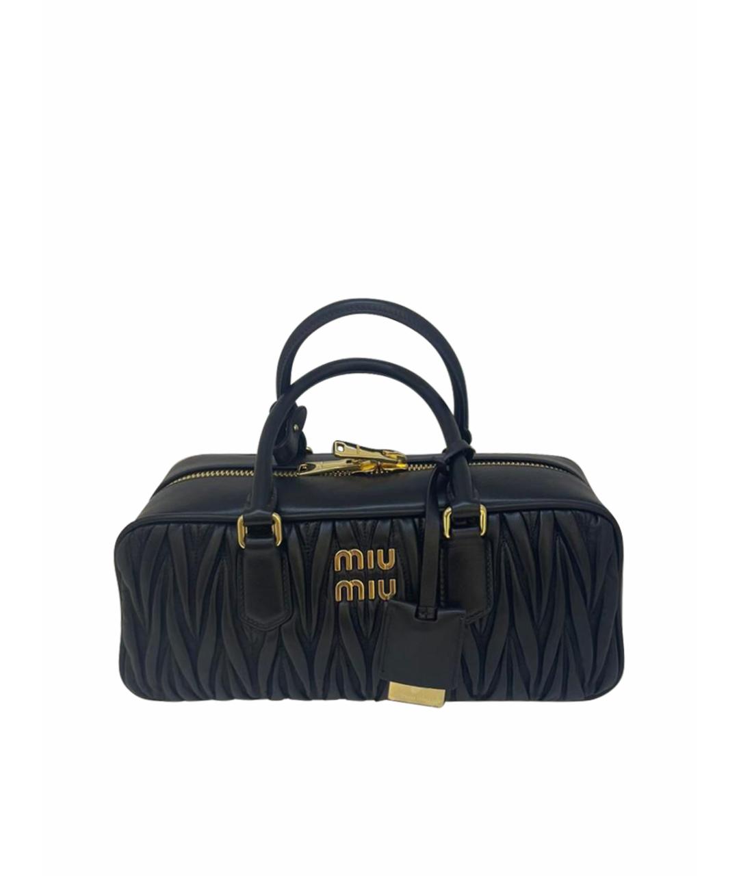 MIU MIU Черная кожаная сумка с короткими ручками, фото 1