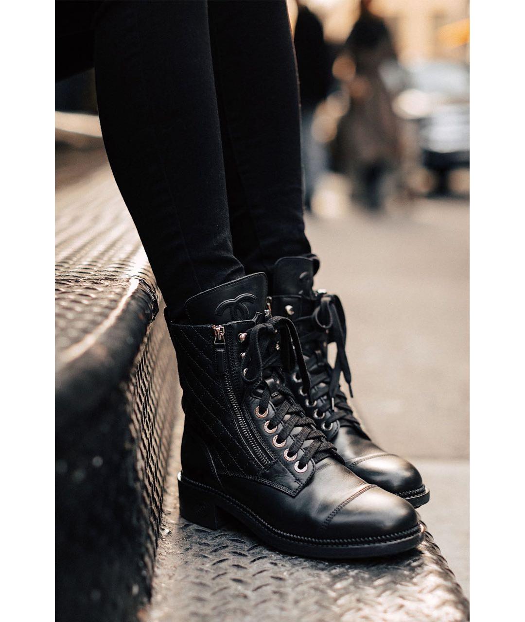 CHANEL Черные кожаные ботинки, фото 5