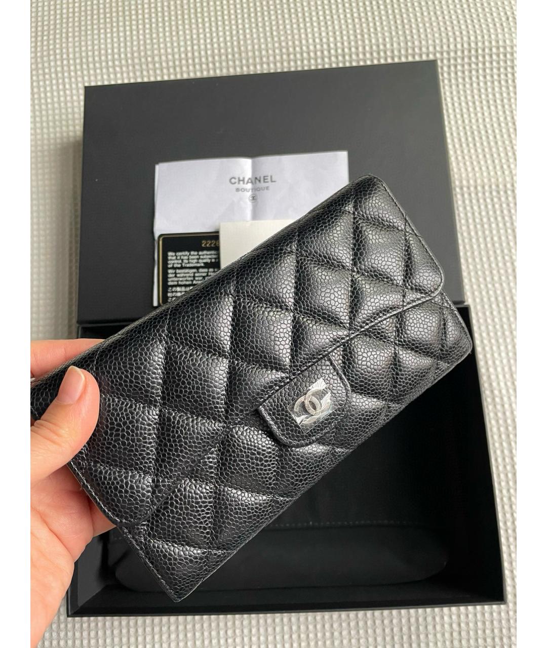 CHANEL Черный кожаный кошелек, фото 2
