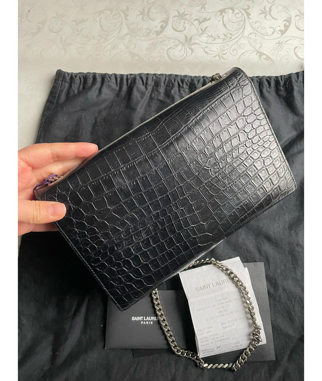 SAINT LAURENT Черная кожаная сумка через плечо, фото 3