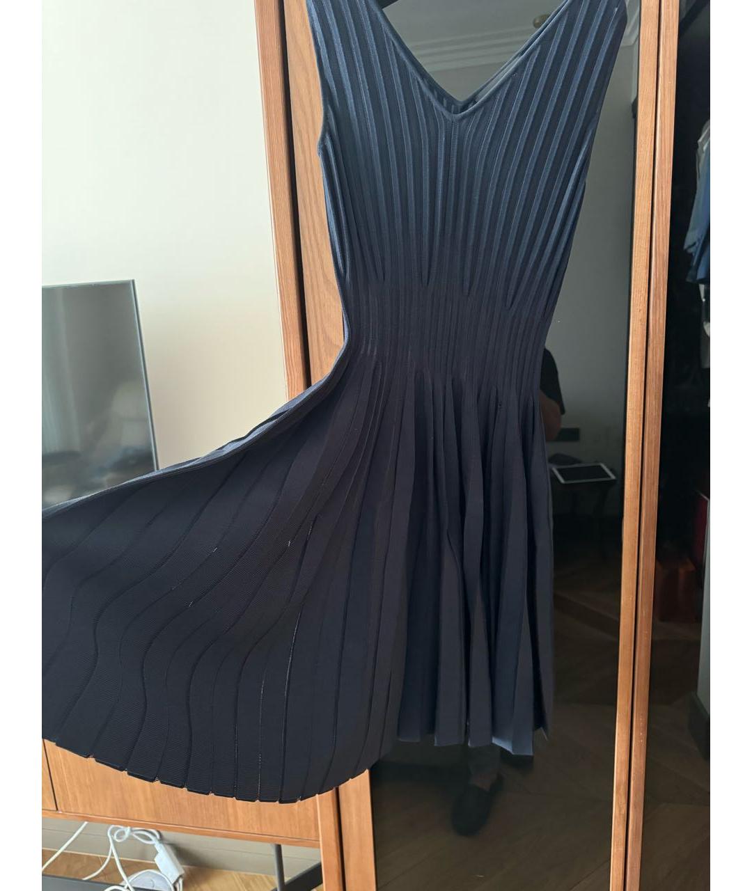 ANTONINO VALENTI Темно-синее вискозное коктейльное платье, фото 3