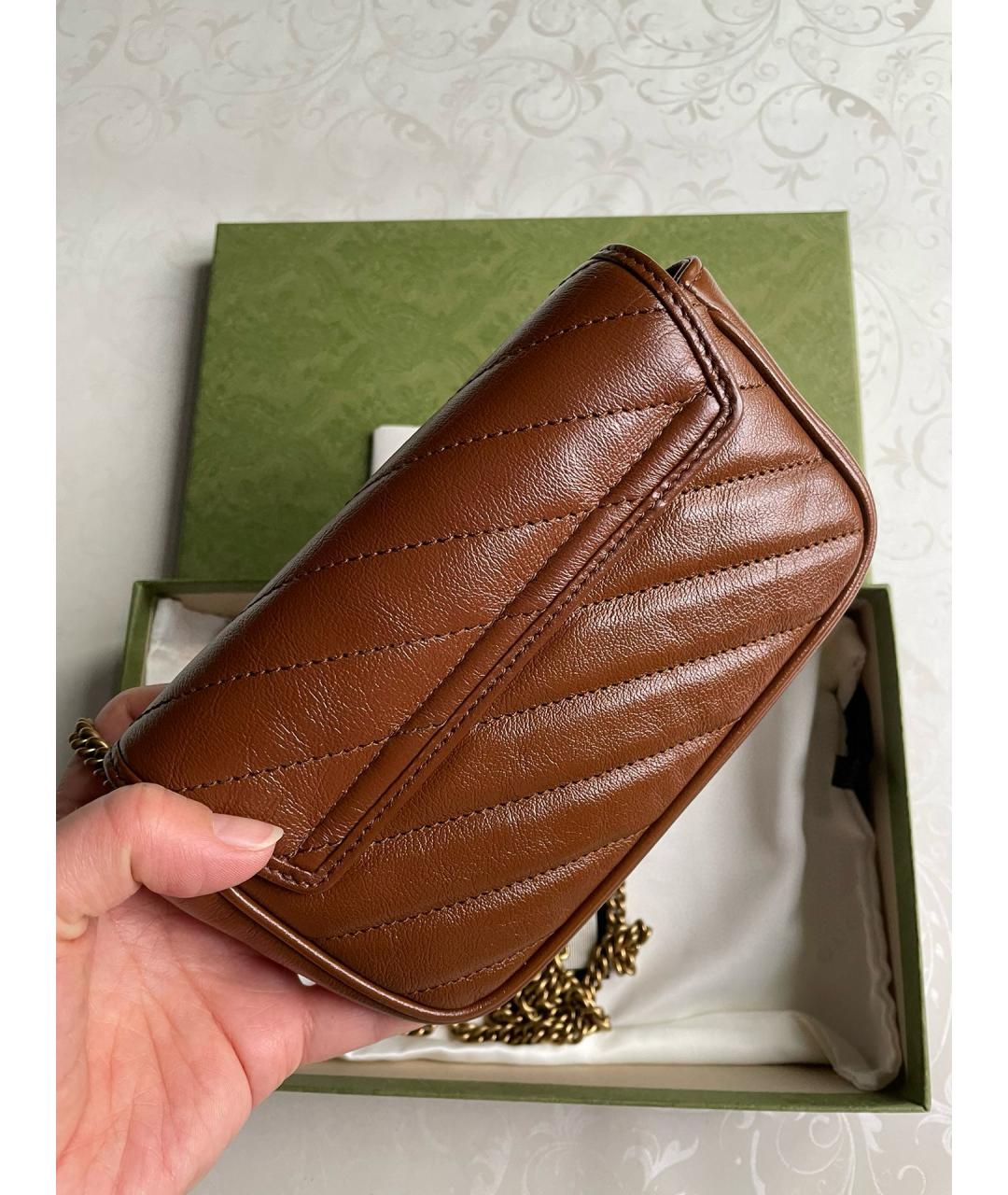 GUCCI Коричневая кожаная сумка через плечо, фото 3