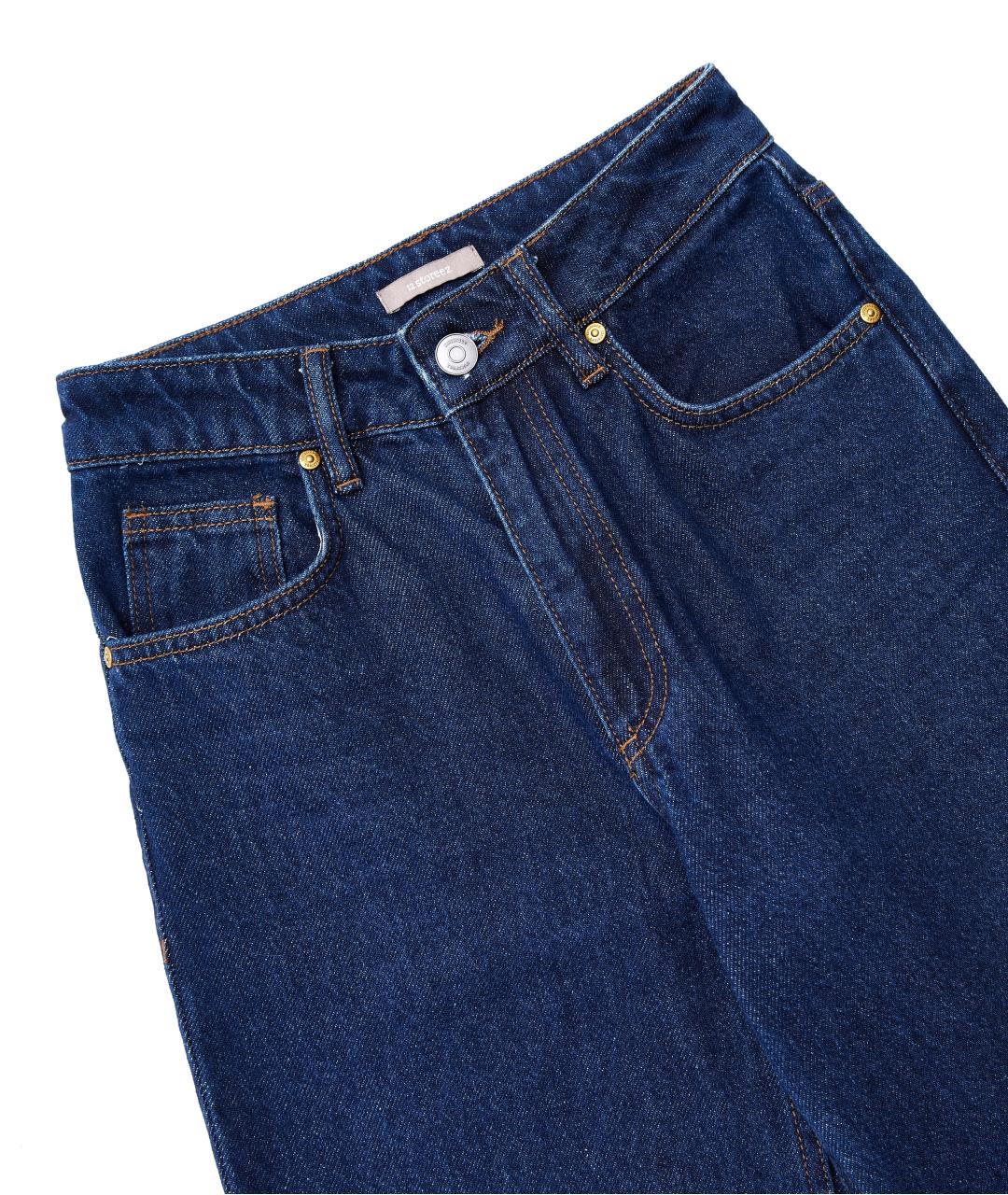 12 STOREEZ Синие хлопковые джинсы клеш, фото 3