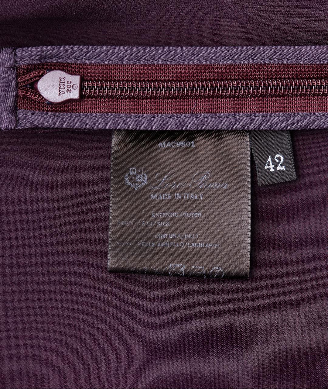 LORO PIANA Бордовое шелковое повседневное платье, фото 5