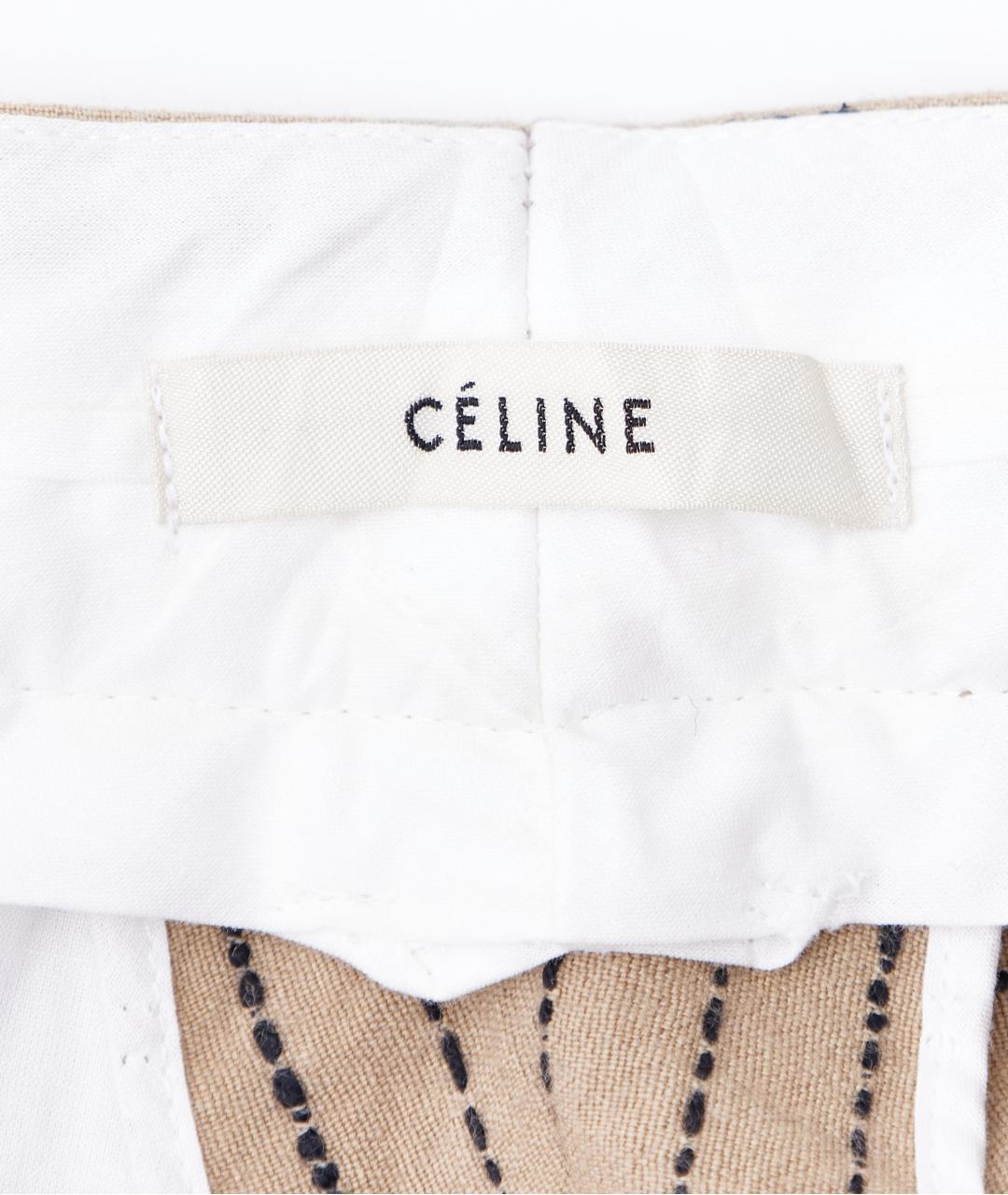 CELINE PRE-OWNED Бежевые льняные прямые брюки, фото 4