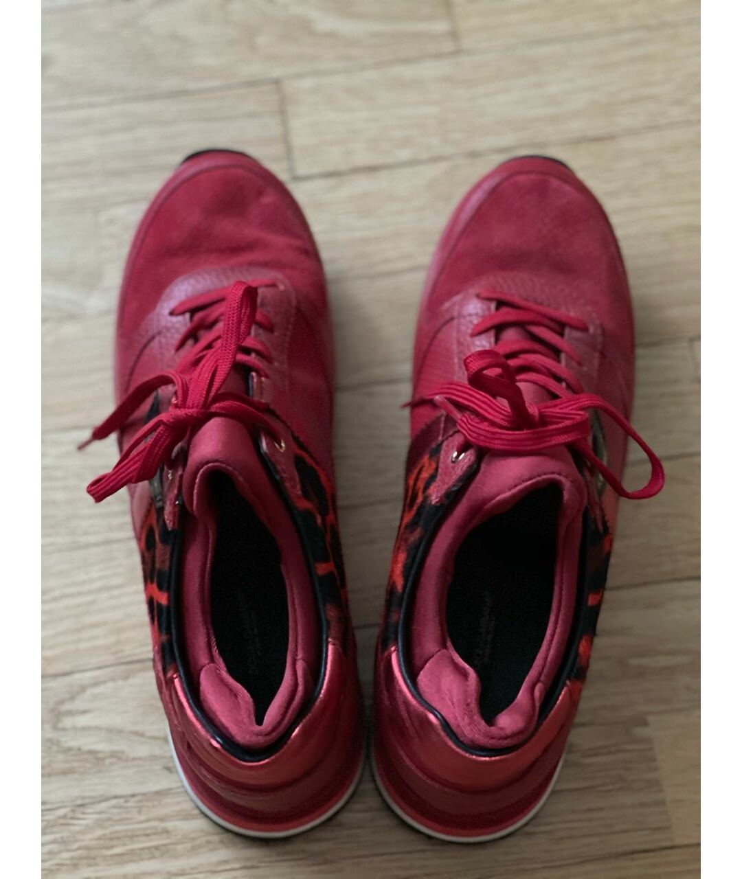 DOLCE&GABBANA Красные кожаные кроссовки, фото 3