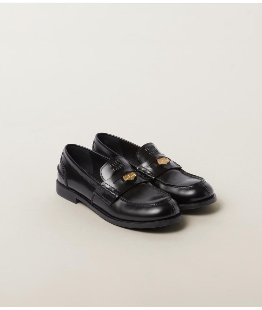 MIU MIU Черные кожаные лоферы, фото 2