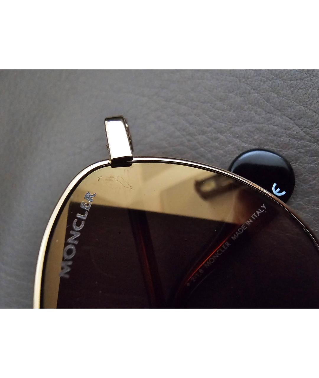 MONCLER Коричневые пластиковые солнцезащитные очки, фото 2