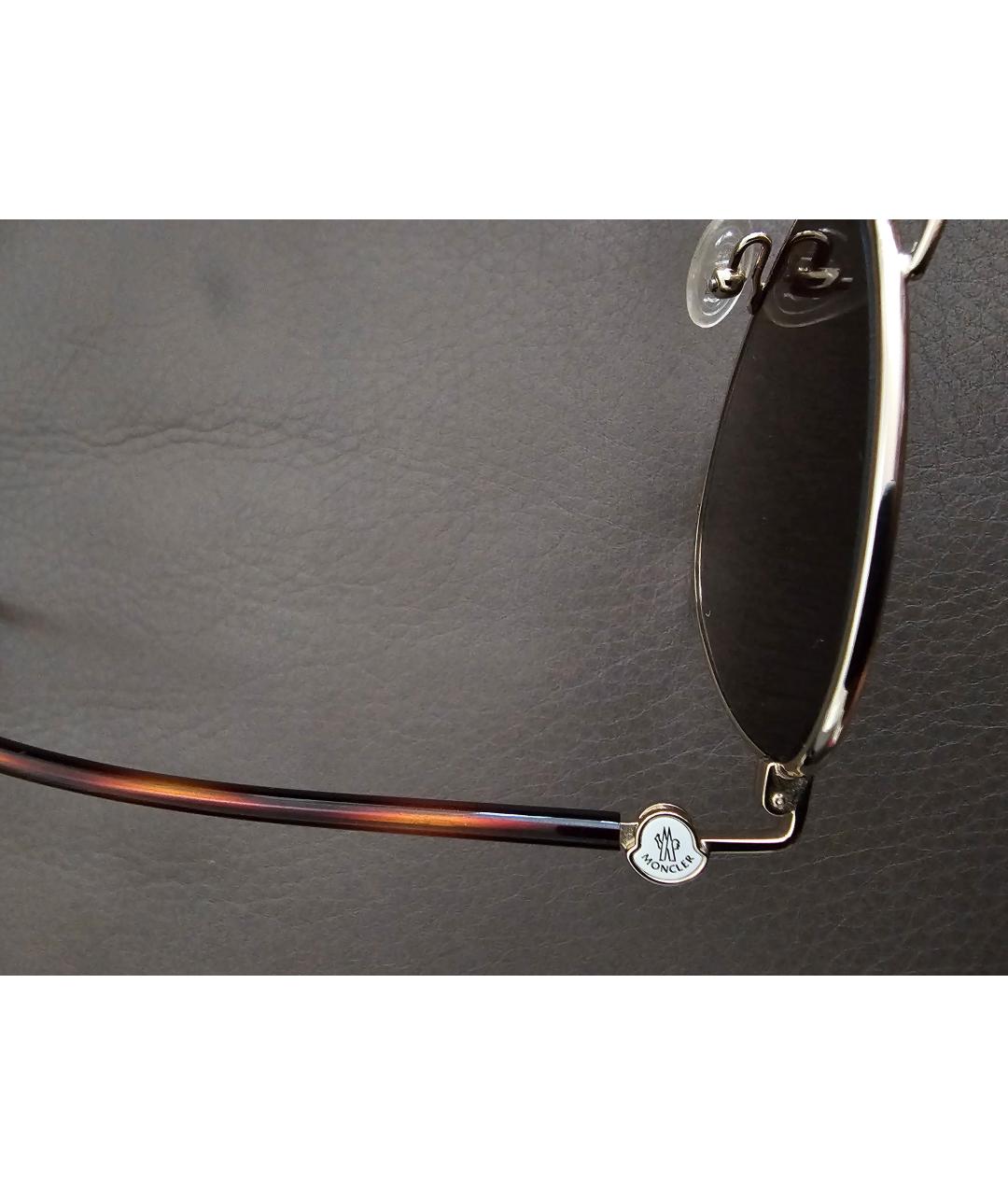 MONCLER Коричневые пластиковые солнцезащитные очки, фото 3