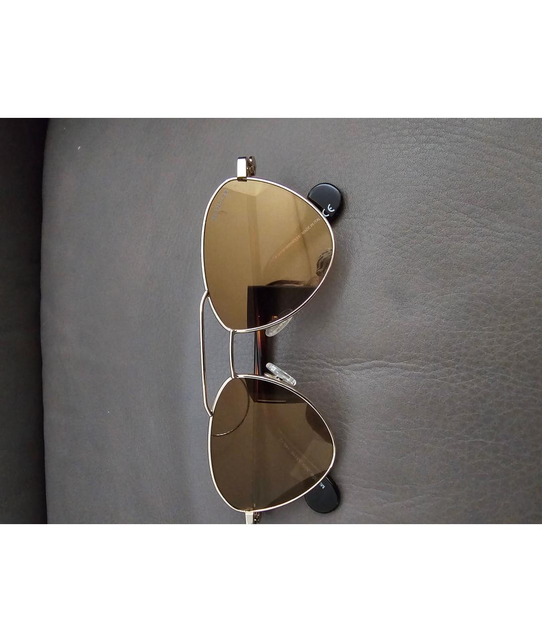 MONCLER Коричневые пластиковые солнцезащитные очки, фото 7