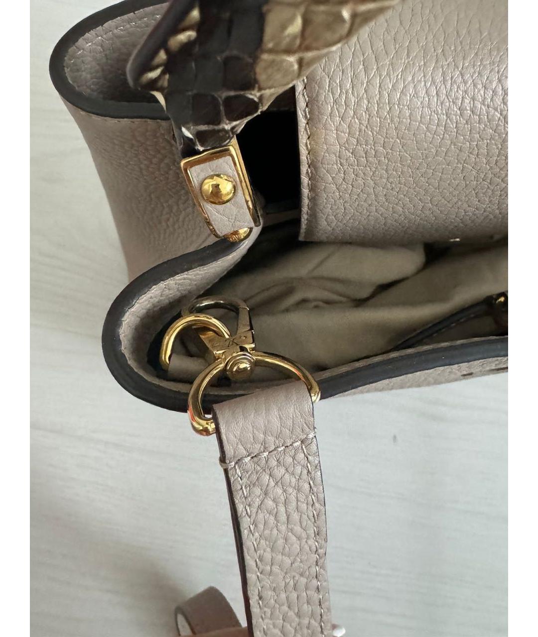 LOUIS VUITTON PRE-OWNED Серая кожаная сумка с короткими ручками, фото 5