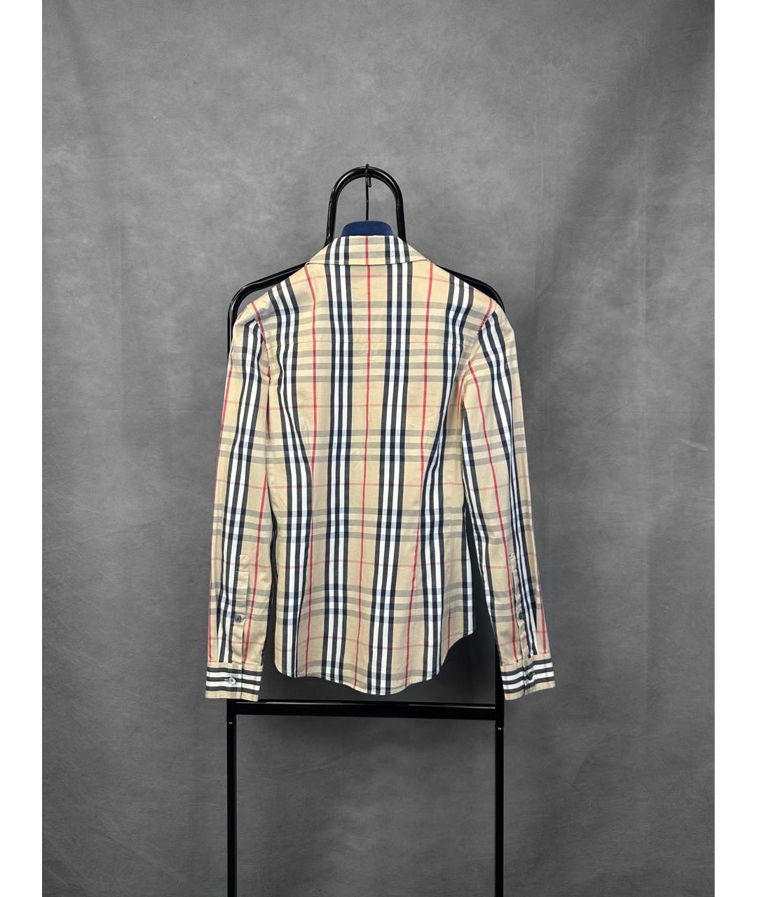 BURBERRY Бежевая хлопко-эластановая рубашка, фото 2