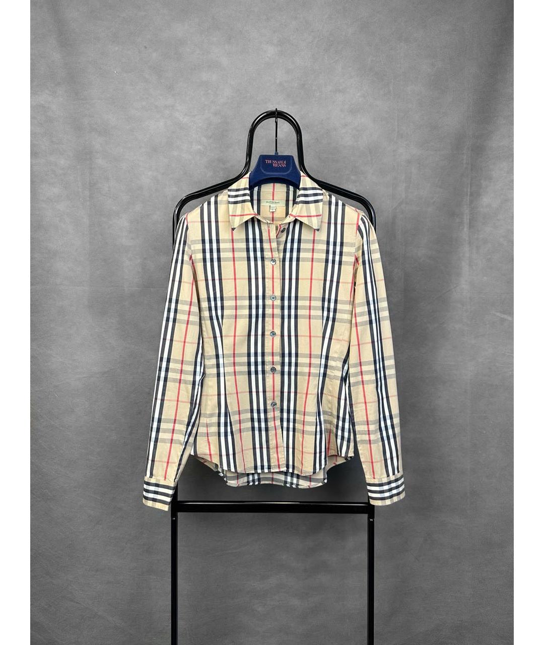 BURBERRY Бежевая хлопко-эластановая рубашка, фото 8