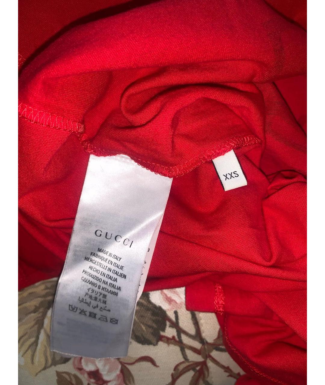 GUCCI Красная хлопковая футболка, фото 4