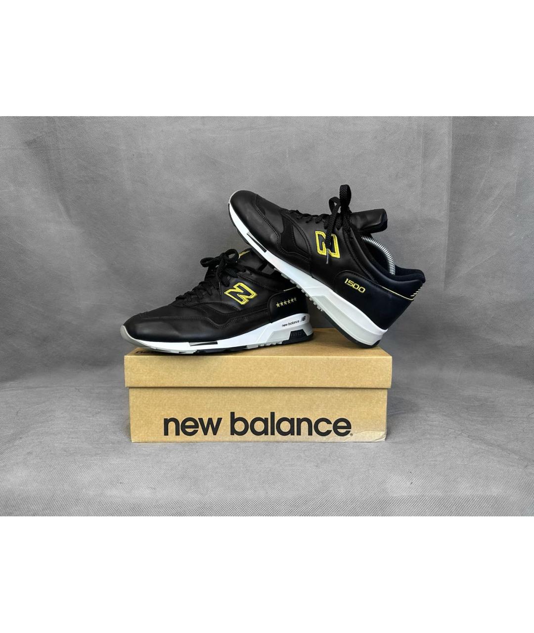 NEW BALANCE Черные кожаные низкие кроссовки / кеды, фото 8