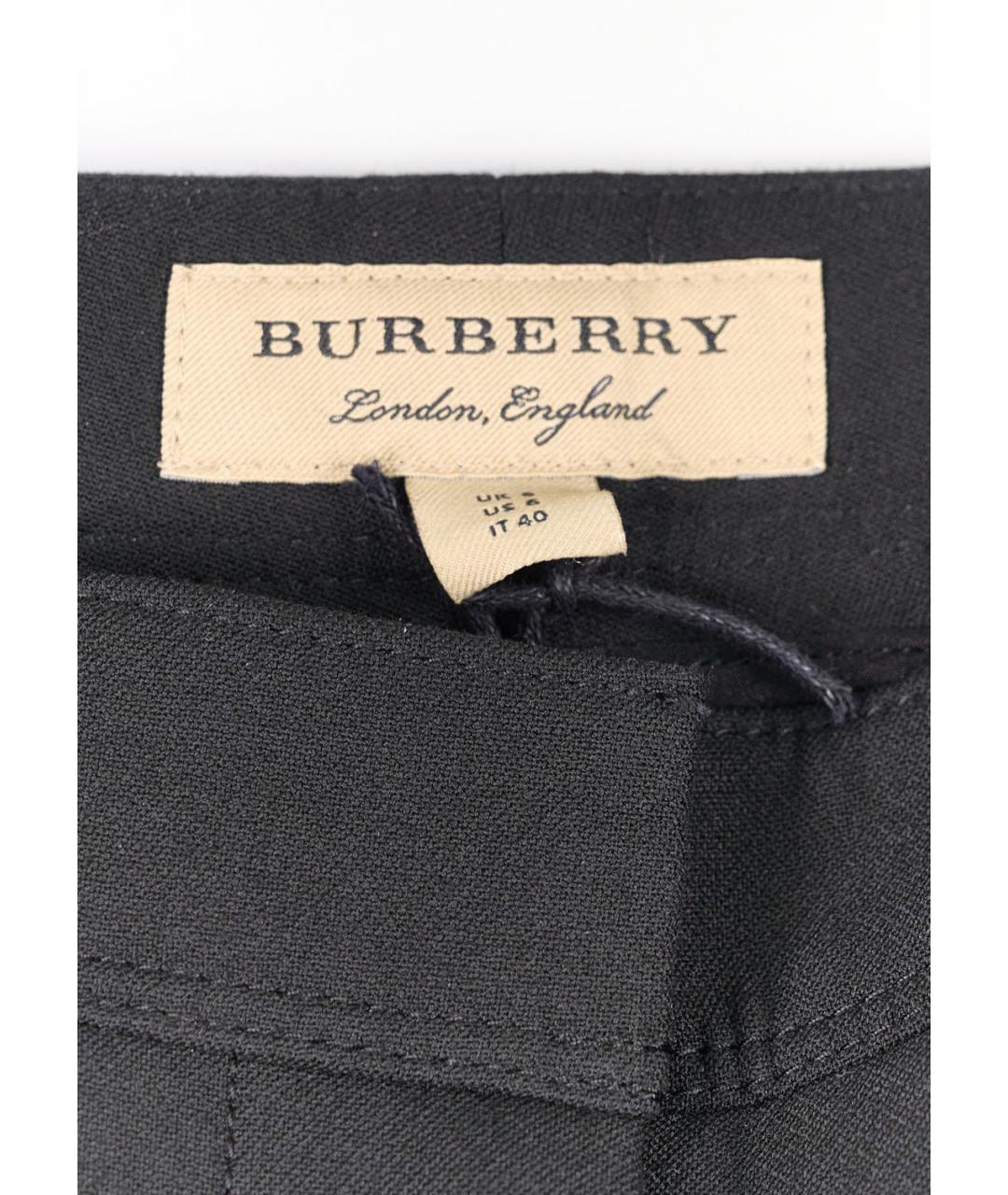 BURBERRY Черные полиэстеровые брюки широкие, фото 3