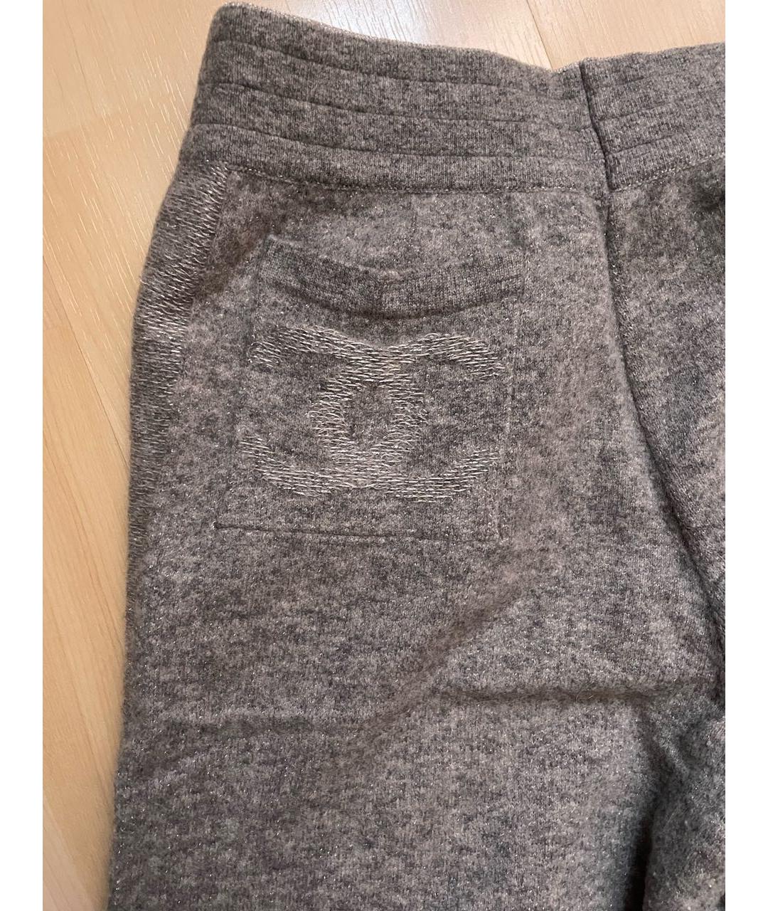 CHANEL PRE-OWNED Серые кашемировые брюки широкие, фото 4