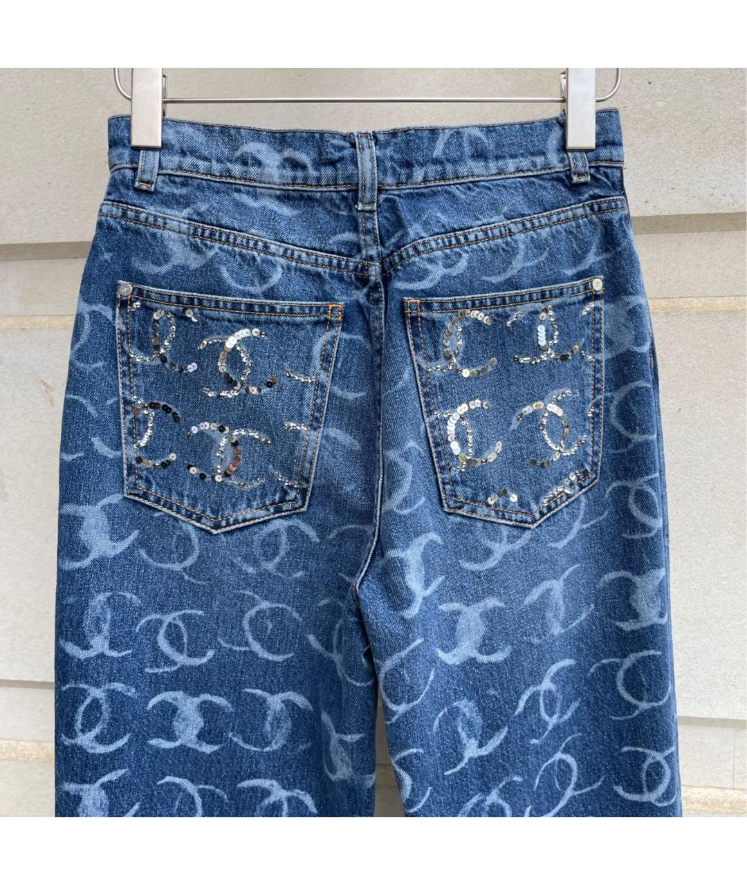 CHANEL Синие хлопковые джинсы клеш, фото 4