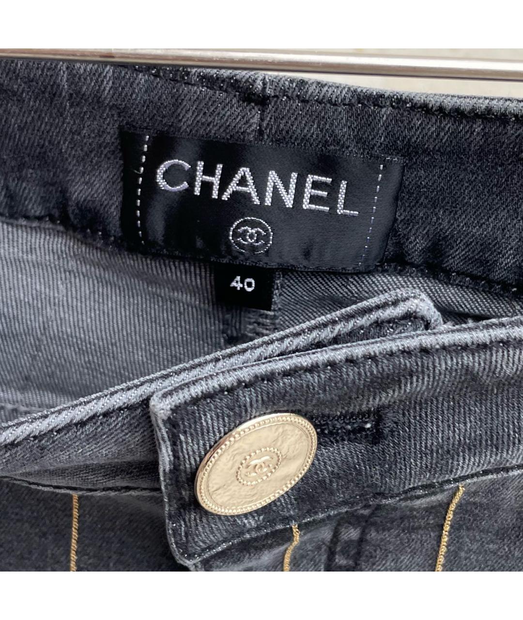 CHANEL PRE-OWNED Серые хлопко-эластановые джинсы слим, фото 6